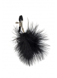 Зажимы на соски с черным пухом Euphoric - Lola Games - купить с доставкой в Мытищах