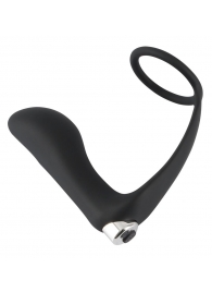 Черное эрекционное кольцо с анальной вибропробкой Vibrating Ring   Plug - Orion - в Мытищах купить с доставкой