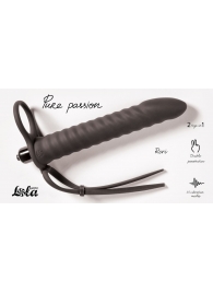 Черная вибронасадка для двойного проникновения Rori - 17 см. - Lola Games - купить с доставкой в Мытищах