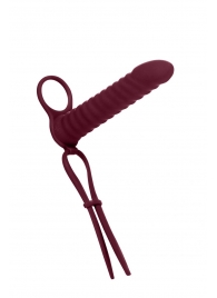 Бордовая вибронасадка для двойного проникновения Rori - 17 см. - Lola Games - купить с доставкой в Мытищах