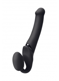 Черный безремневой вибрострапон Silicone Bendable Strap-On M - Strap-on-me - купить с доставкой в Мытищах