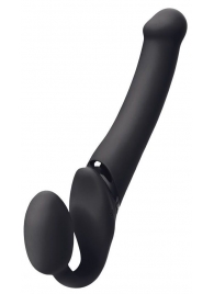 Черный безремневой вибрострапон Silicone Bendable Strap-On M - Strap-on-me - купить с доставкой в Мытищах