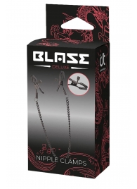 Черные зажимы на соски на цепочке BLAZE DELUXE NIPPLE CLAMPS - Dream Toys - купить с доставкой в Мытищах