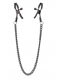 Черные зажимы на соски на цепочке BLAZE DELUXE NIPPLE CLAMPS - Dream Toys - купить с доставкой в Мытищах