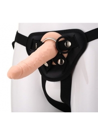Телесный страпон на черных трусиках STRAP ON REAL DILDO - 20 см. - Dream Toys - купить с доставкой в Мытищах