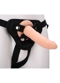 Телесный страпон на черных трусиках STRAP ON REAL DILDO - 20 см. - Dream Toys - купить с доставкой в Мытищах
