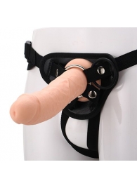 Черные трусики с телесной насадкой STRAP ON REAL DILDO - 21 см. - Dream Toys - купить с доставкой в Мытищах