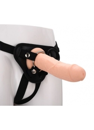 Черные трусики с телесной насадкой STRAP ON REAL DILDO - 21 см. - Dream Toys - купить с доставкой в Мытищах