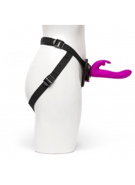 Лиловый страпон Rechargeable Vibrating Strap-On Harness Set - 17,6 см. - Happy Rabbit - купить с доставкой в Мытищах