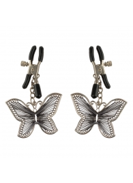 Зажимы на соски с бабочками Butterfly Nipple Clamps - Pipedream - купить с доставкой в Мытищах
