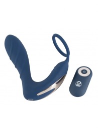 Синий вибростимулятор простаты с кольцом - 14,5 см. - Orion - в Мытищах купить с доставкой