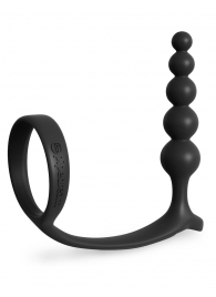 Черная анальная цепочка с эрекционным кольцом Ass-gasm Cockring Anal Beads - Pipedream - в Мытищах купить с доставкой