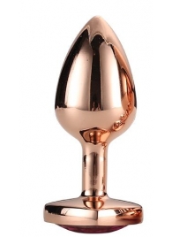 Золотистая анальная втулка с кристаллом-сердечком розового цвета - 7,1 см. - Dream Toys - купить с доставкой в Мытищах
