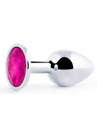 Серебристая анальная пробка с малиновым кристаллом - 7,2 см. - Anal Jewelry Plug - купить с доставкой в Мытищах