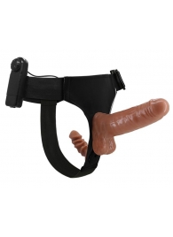 Страпон с вагинальной пробкой и вибрацией Ultra Passionate Harness - 16 см. - Baile - купить с доставкой в Мытищах