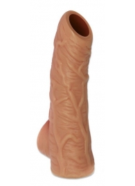 Телесная открытая насадка-реалистик с подхватом мошонки Nude Sleeve L - 14 см. - KOKOS - в Мытищах купить с доставкой