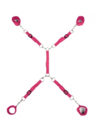 Ярко-розовый набор фиксаций на кровати Classic Bed Spreader - Lux Fetish - купить с доставкой в Мытищах