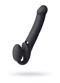Черный безремневой вибрострапон Vibrating Bendable Strap-On L - Strap-on-me - купить с доставкой в Мытищах