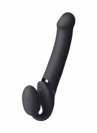 Черный безремневой вибрострапон Vibrating Bendable Strap-On L - Strap-on-me - купить с доставкой в Мытищах
