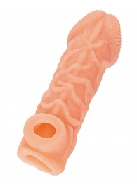 Телесная закрытая насадка с венками Cock Sleeve Size S - 13,8 см. - KOKOS - в Мытищах купить с доставкой