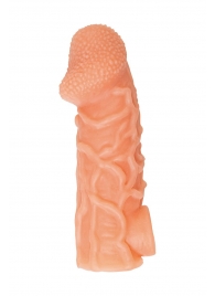 Телесная закрытая насадка с венками Cock Sleeve Size M - 15,6 см. - KOKOS - в Мытищах купить с доставкой