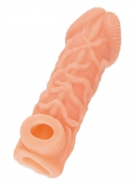 Телесная закрытая насадка с венками Cock Sleeve Size L - 17,6 см. - KOKOS - в Мытищах купить с доставкой
