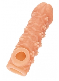 Телесная закрытая насадка с пучками шишечек Cock Sleeve Size M - 15,6 см. - KOKOS - в Мытищах купить с доставкой