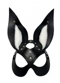 Черная маска зайки с белым мехом на ушках Miss Bunny - БДСМ Арсенал - купить с доставкой в Мытищах