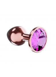 Пробка цвета розового золота с лиловым кристаллом Diamond Quartz Shine L - 8,3 см. - Lola Games - купить с доставкой в Мытищах
