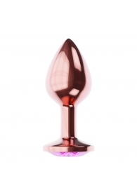Пробка цвета розового золота с лиловым кристаллом Diamond Quartz Shine L - 8,3 см. - Lola Games - купить с доставкой в Мытищах