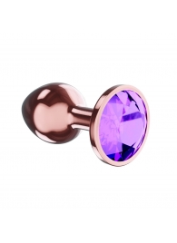 Пробка цвета розового золота с фиолетовым кристаллом Diamond Amethyst Shine L - 8,3 см. - Lola Games - купить с доставкой в Мытищах