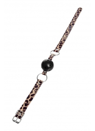 Черный кляп-шар на леопардовых ремешках Anonymo - ToyFa - купить с доставкой в Мытищах