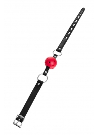 Красный кляп-шар на черных ремешках - ToyFa - купить с доставкой в Мытищах