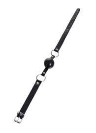 Черный кляп-шар на кожаных ремешках Anonymo - ToyFa - купить с доставкой в Мытищах