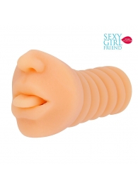 Телесный мастурбатор-ротик с высунутым язычком - Bior toys - в Мытищах купить с доставкой