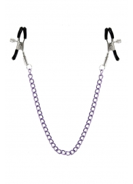 Зажимы для сосков с фиолетовой цепочкой Sweet Caress Nipple Chain - Sweet Caress - купить с доставкой в Мытищах
