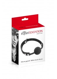 Черный силиконовый кляп-шарик на ремешках - Fetish Tentation - купить с доставкой в Мытищах