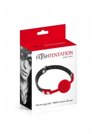 Красный кляп-шарик на черных ремешках - Fetish Tentation - купить с доставкой в Мытищах
