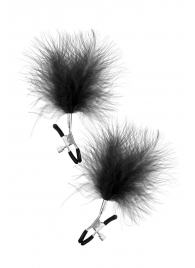 Зажимы на соски с черными пуховыми кисточками Sweet Caress Feather Nipple Clumps - Sweet Caress - купить с доставкой в Мытищах