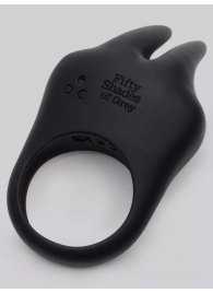 Черное эрекционное виброкольцо Sensation Rechargeable Vibrating Rabbit Love Ring - Fifty Shades of Grey - в Мытищах купить с доставкой