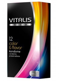 Цветные ароматизированные презервативы VITALIS PREMIUM color   flavor - 12 шт. - Vitalis - купить с доставкой в Мытищах