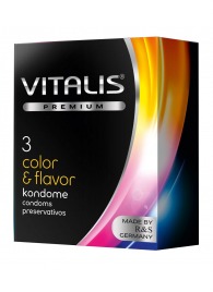 Цветные ароматизированные презервативы VITALIS PREMIUM color   flavor - 3 шт. - Vitalis - купить с доставкой в Мытищах
