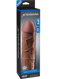 Коричневая насадка Mega 2  Extension - 20,3 см. - Pipedream - в Мытищах купить с доставкой