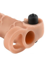 Телесная вибронасадка с кольцом Vibrating Real Feel 2 Extension - 16 см. - Pipedream - в Мытищах купить с доставкой