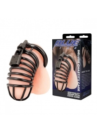 Черная металлическая клетка с замком Deluxe Chastity Cage - BlueLine - купить с доставкой в Мытищах
