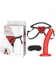 Красный поясной фаллоимитатор Red Heart Strap on Harness   5in Dildo Set - 12,25 см. - Lux Fetish - купить с доставкой в Мытищах