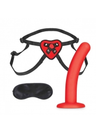 Красный поясной фаллоимитатор Red Heart Strap on Harness   5in Dildo Set - 12,25 см. - Lux Fetish - купить с доставкой в Мытищах