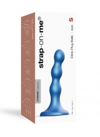 Голубая насадка Strap-On-Me Dildo Plug Balls size S - Strap-on-me - купить с доставкой в Мытищах