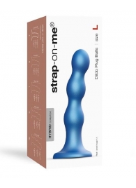 Голубая насадка Strap-On-Me Dildo Plug Balls size L - Strap-on-me - купить с доставкой в Мытищах