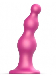 Розовая насадка Strap-On-Me Dildo Plug Beads size L - Strap-on-me - купить с доставкой в Мытищах